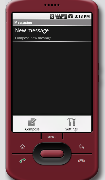 Music player (left), Messages (right)