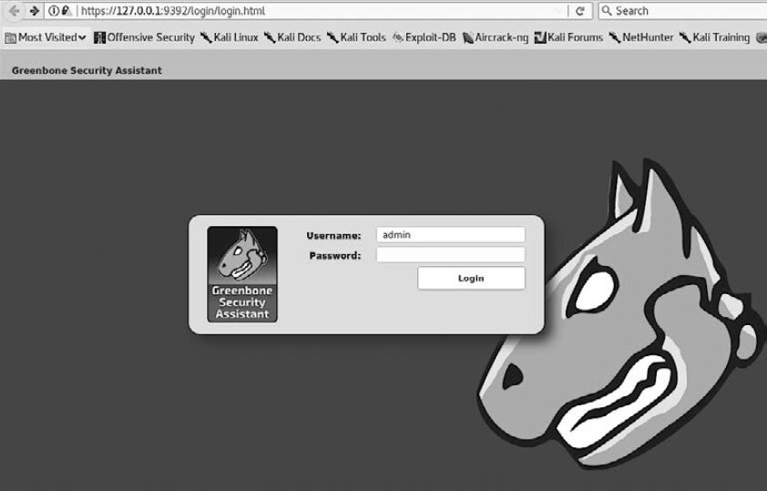 Figure 6.18. Launching OpenVAS Figure 6.18. Launching OpenVAS
