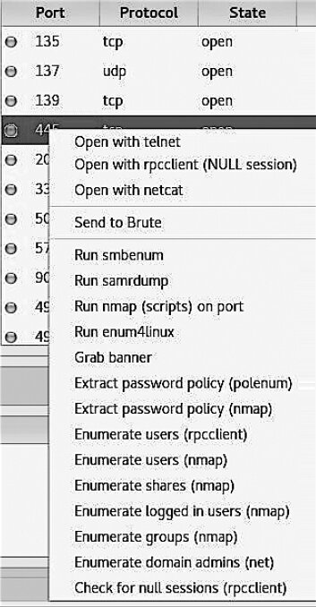 Figure 6.40. Context menu commands for a Windows host Figure 6.40. Context menu commands for a Windows host