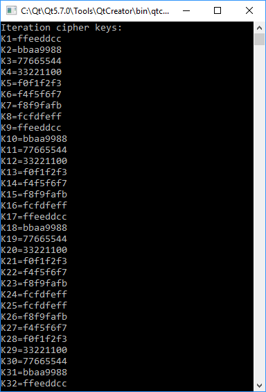 Result of GOST_Magma_Expand_Key using the example key from the standard
