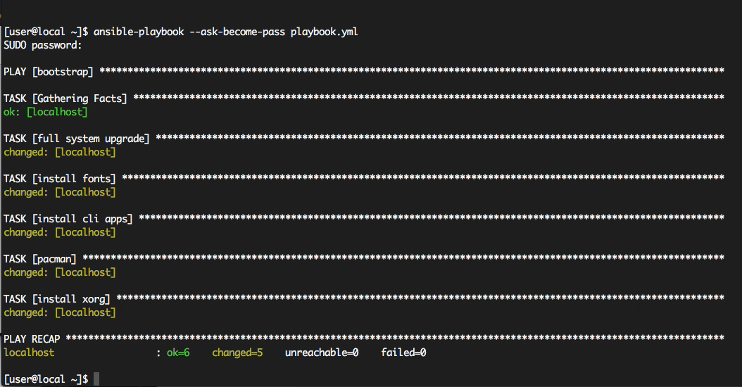 Ansible completed the tasks defined in the config