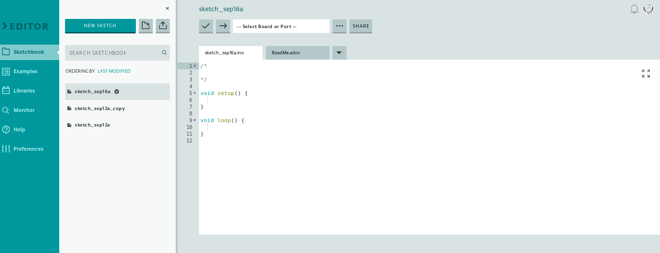 Arduino Web Editor interface