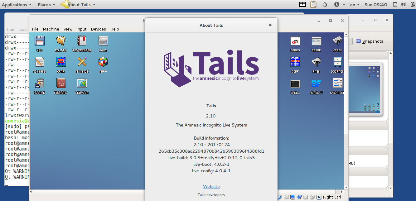 VirtualBox running in a 64-bit sandbox, with all traffic routed through Tor