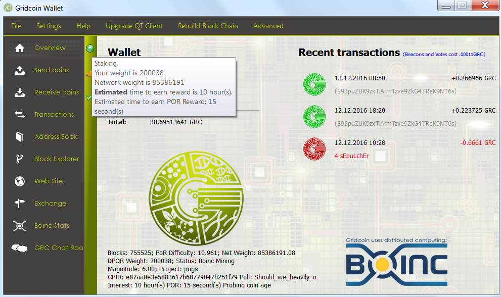 Gridcoin account status Gridcoin account status