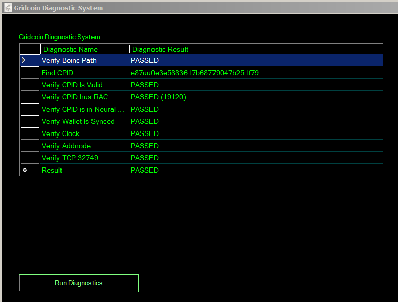 Running diagnostics Running diagnostics