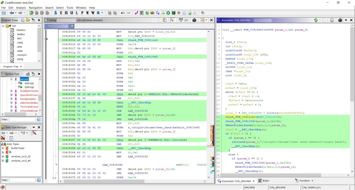 Code selection in Ghidra