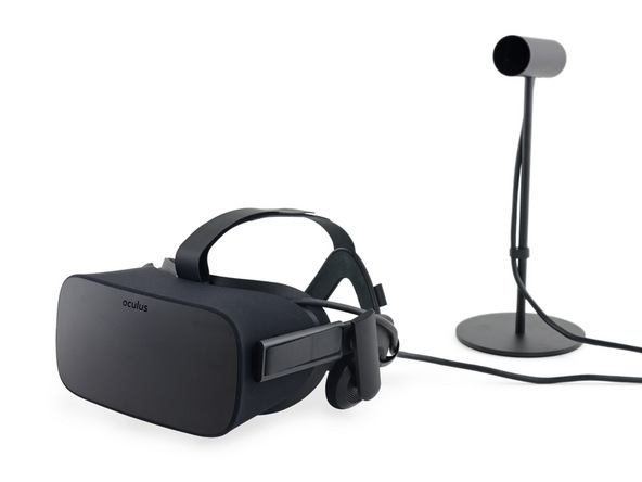 Oculus Rift CV1 headset and an external sensor camera for positional tracking