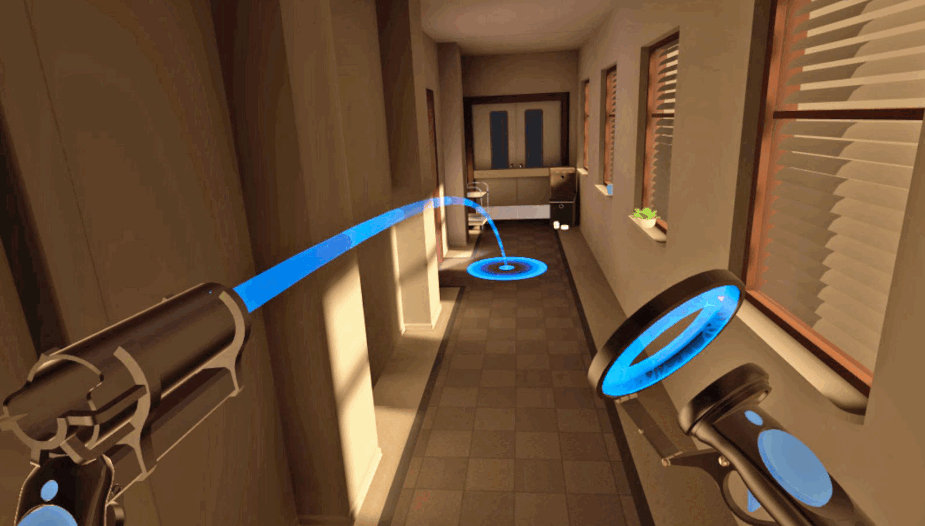 Teleport locomotion, as in Budget Cuts