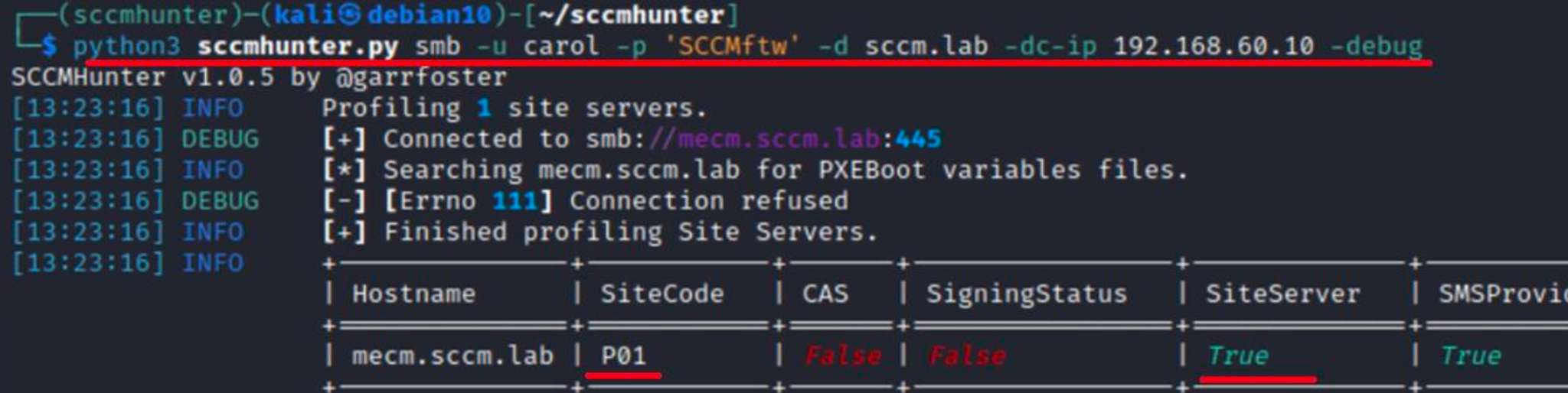 SCCM reconnaissance over SMB with sccmhunter