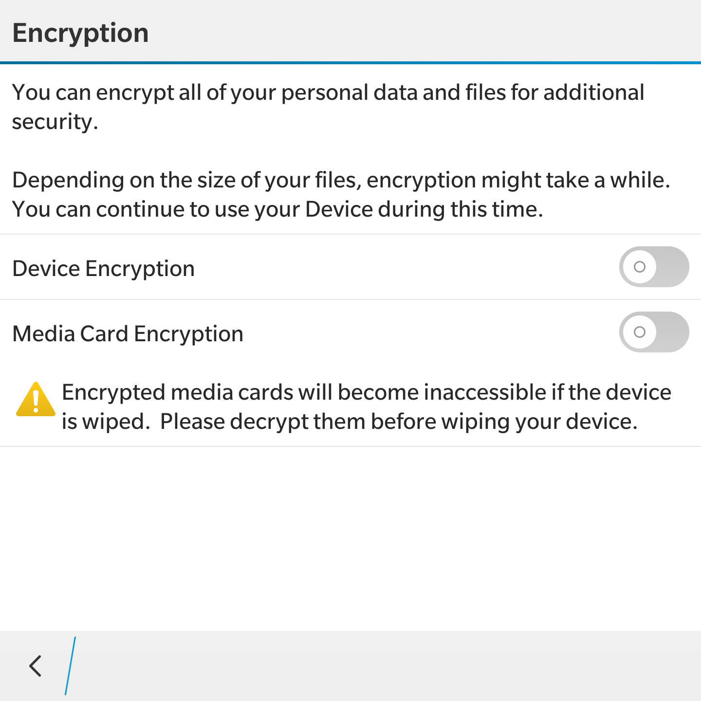 BlackBerry 10 can encrypt both internal storage and the SD card