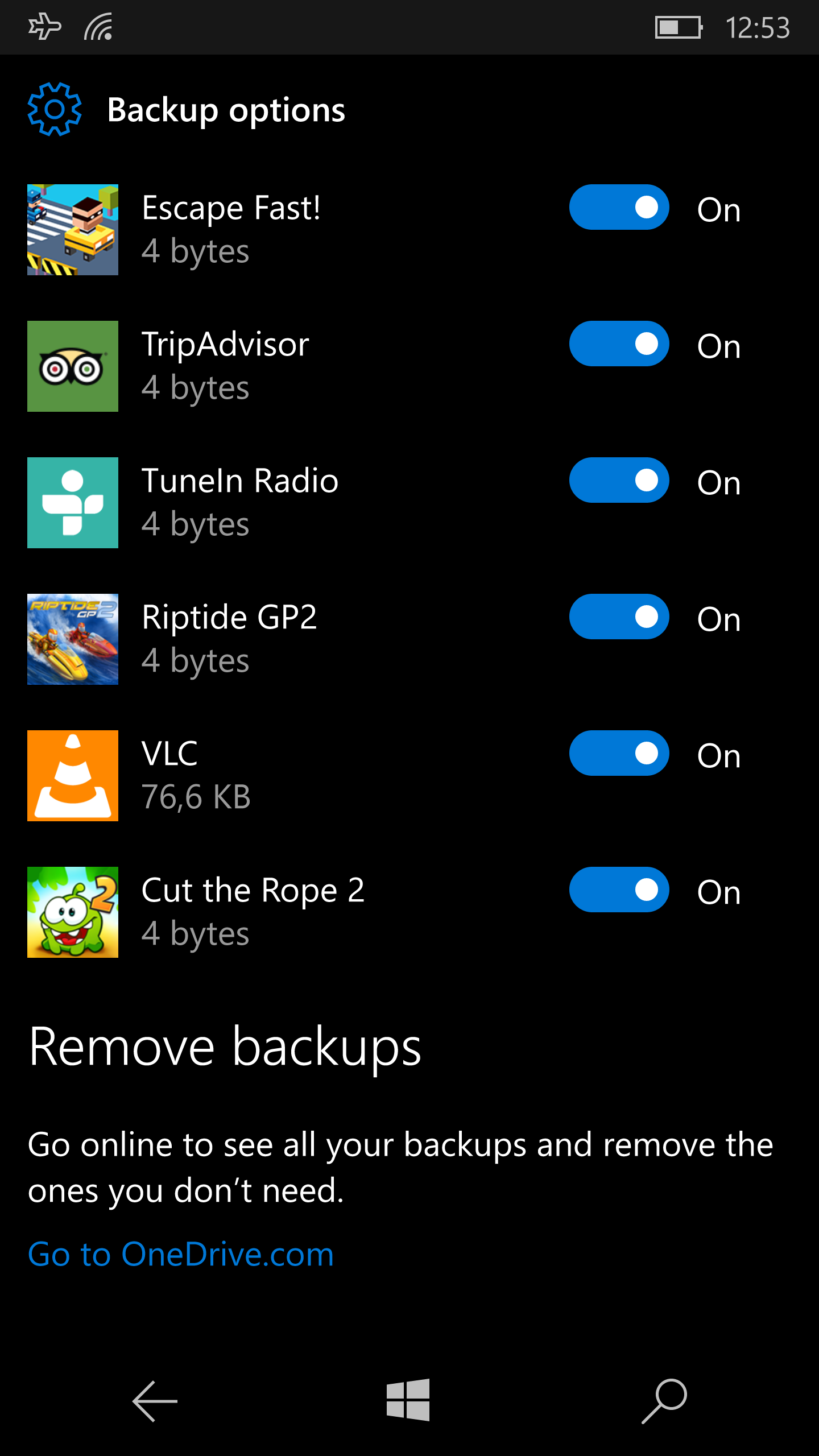 You can disable backups for individual apps.
