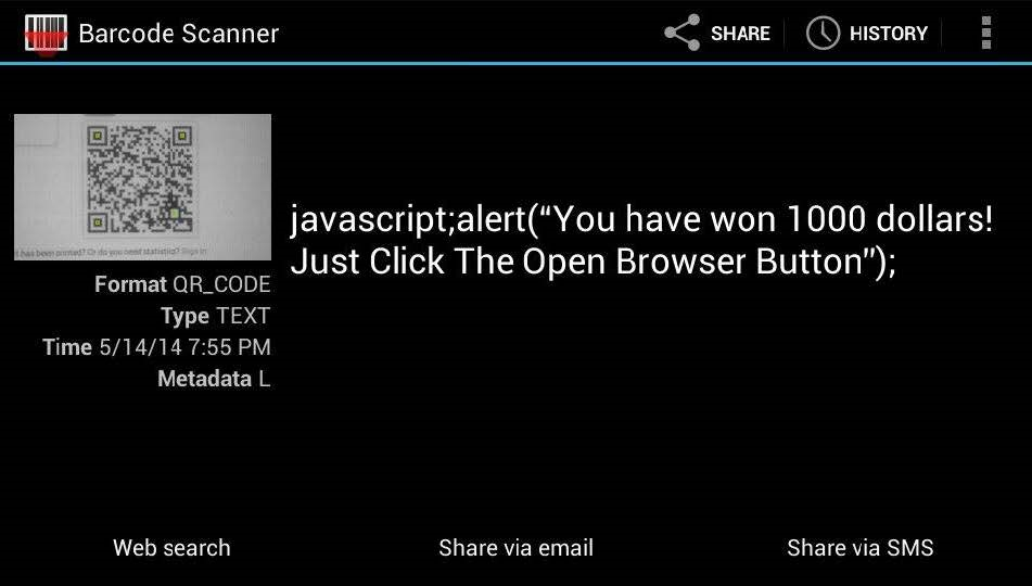 A QR code variant that was blocked by the scanner’s security mechanism