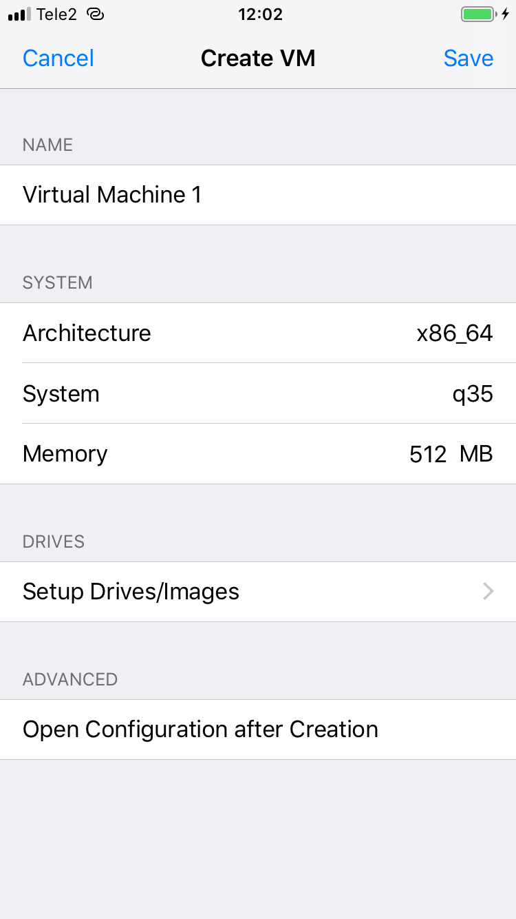 Creating a virtual machine in UTM