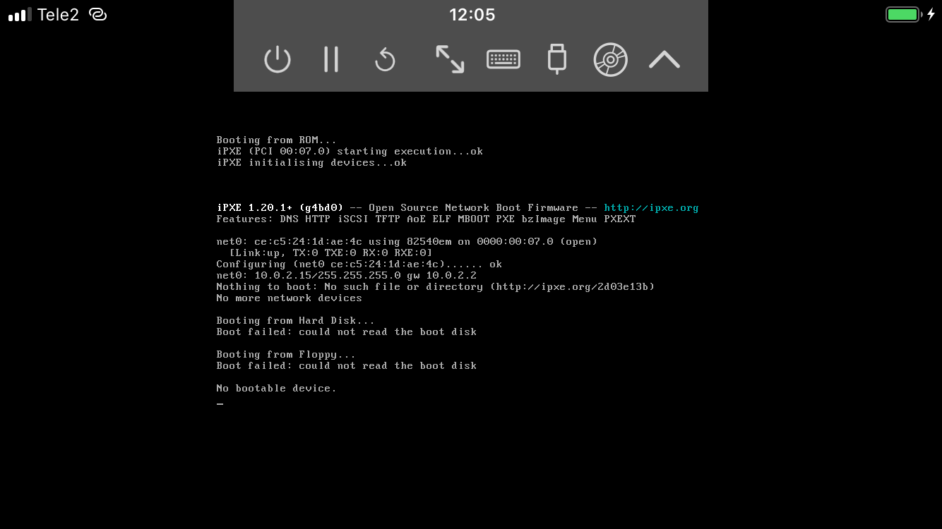 The virtual machine is ready