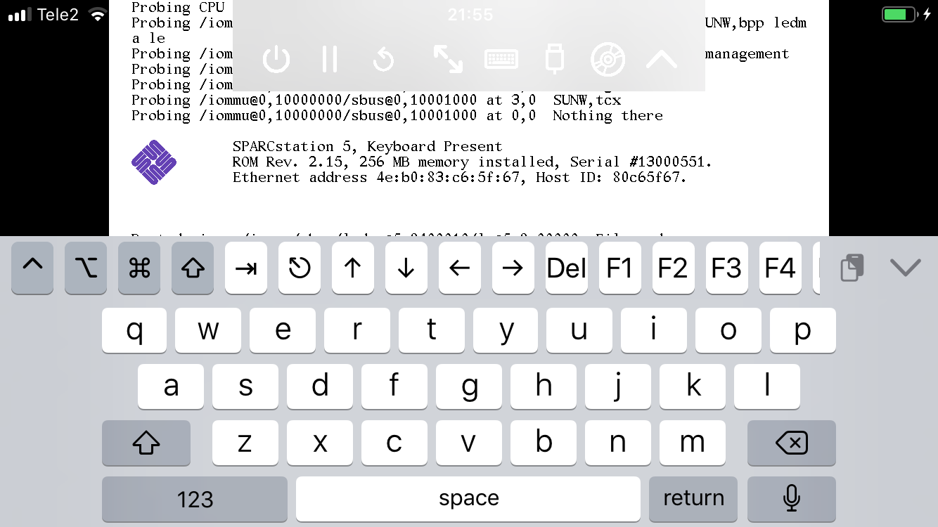 Sun Solaris VM on an iPhone 7