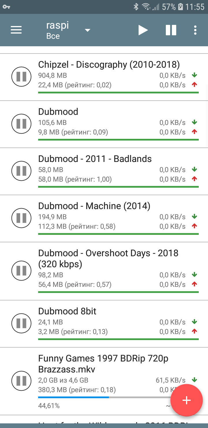 Controlling the torrent client from a smartphone