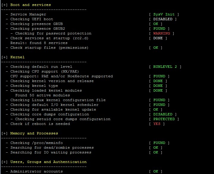 Example of status output Example of status output