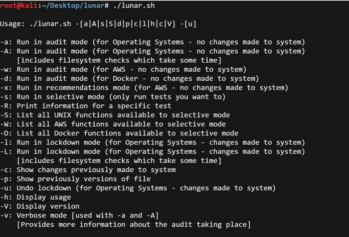 Listing all Lunar command-line options Listing all Lunar command-line options
