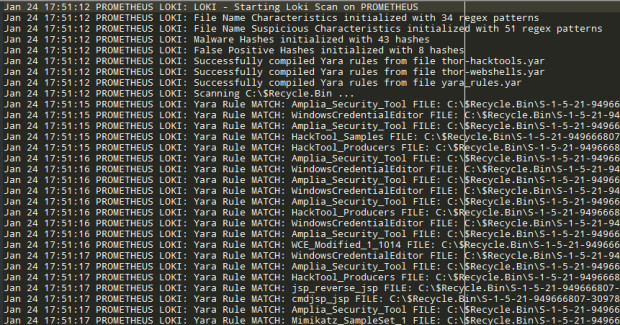 Example of log output during a scan Example of log output during a scan