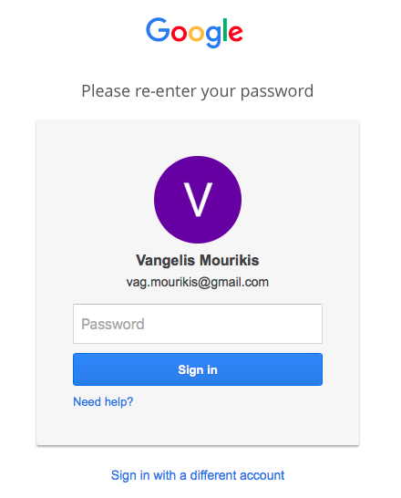 Google sign-in page