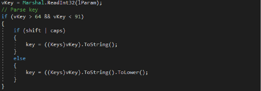 Detecting the case of the typed character