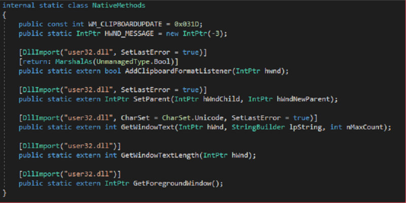 Class importing WinAPI methods