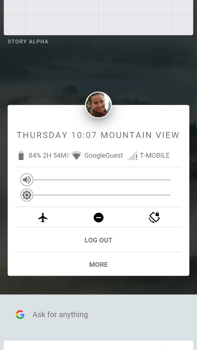 Armadillo home screen and Quick Settings panel