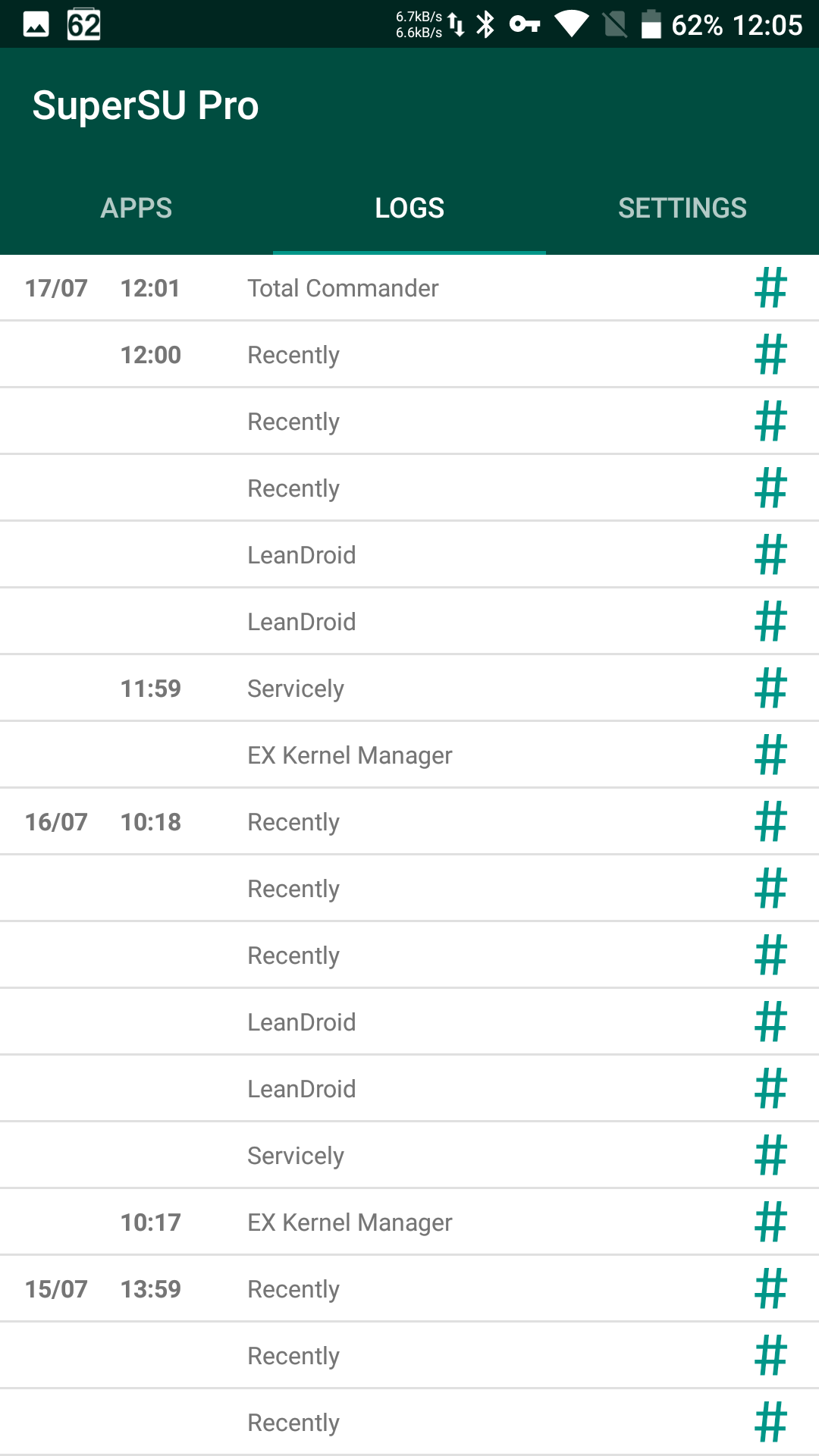 Root access prompt and request history