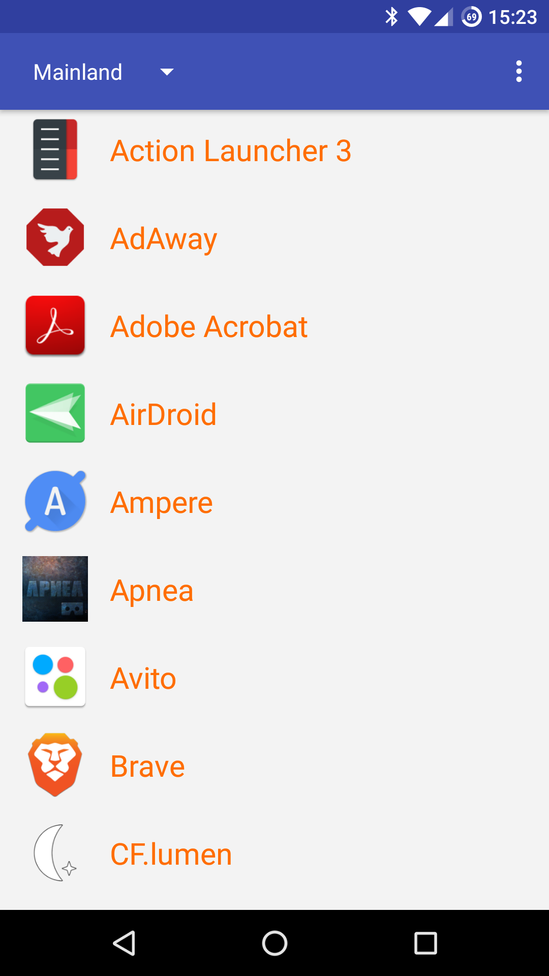App list in Island
