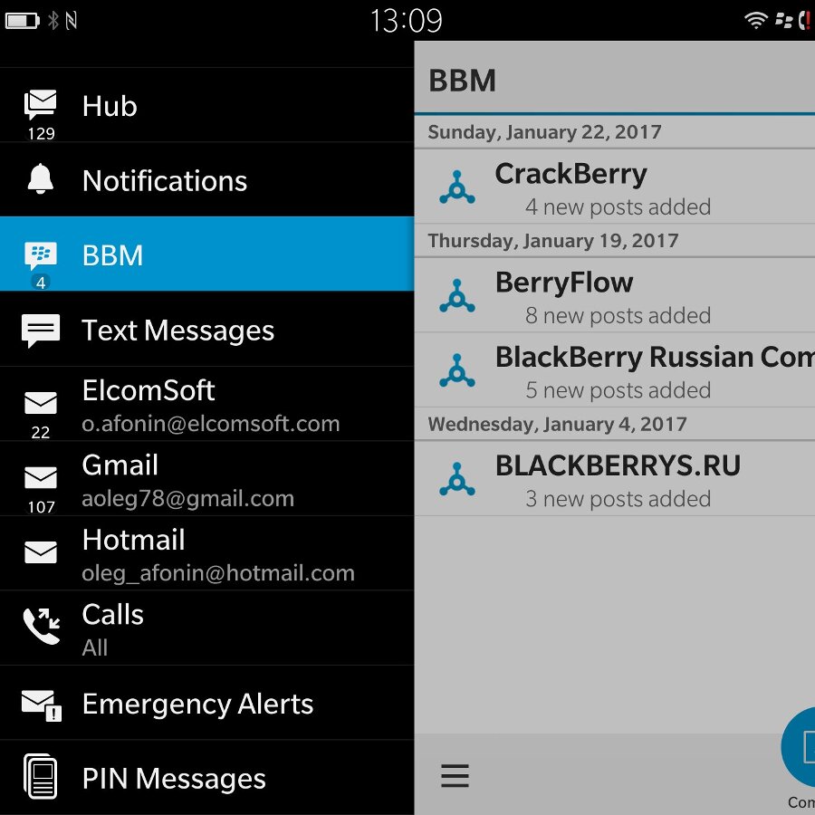 BlackBerry Hub BlackBerry Hub