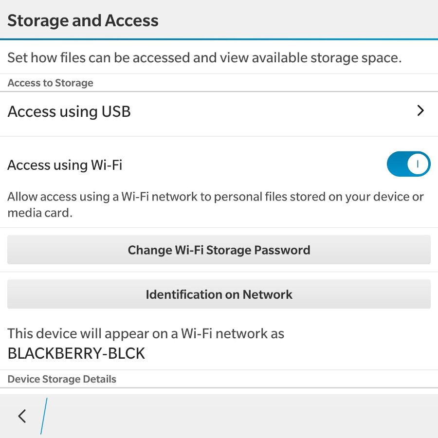 Setting up access to the phone’s storage over Wi‑Fi Setting up access to the phone’s storage over Wi‑Fi
