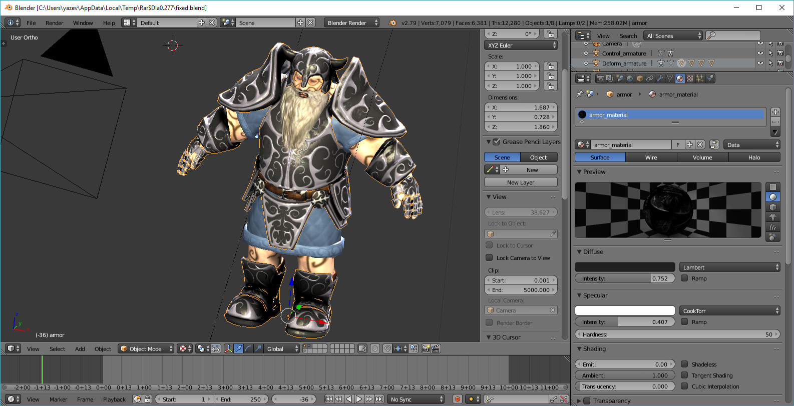 Blender with a loaded model Blender with a loaded model