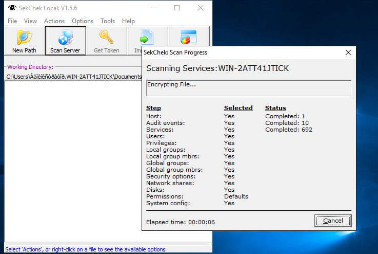 Starting a scan in SekChek Local Starting a scan in SekChek Local