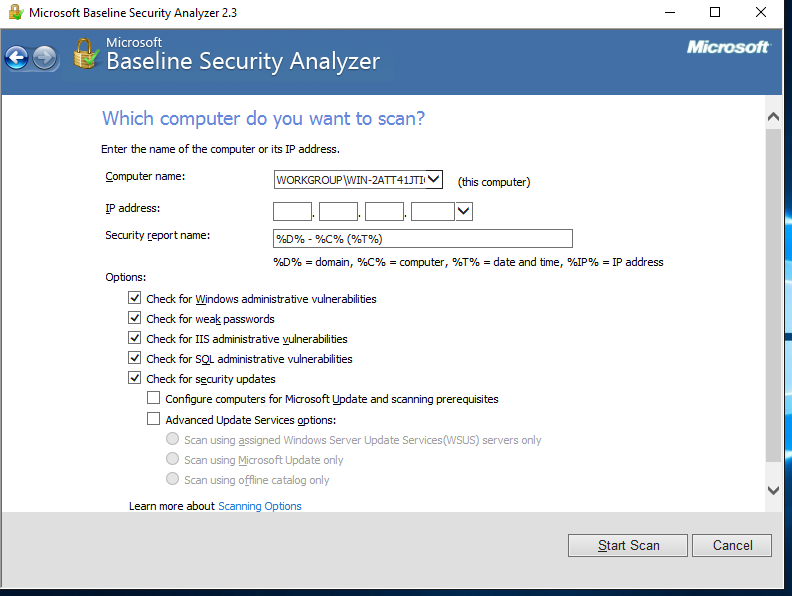 Selecting options for a single scan of the current host Selecting options for a single scan of the current host